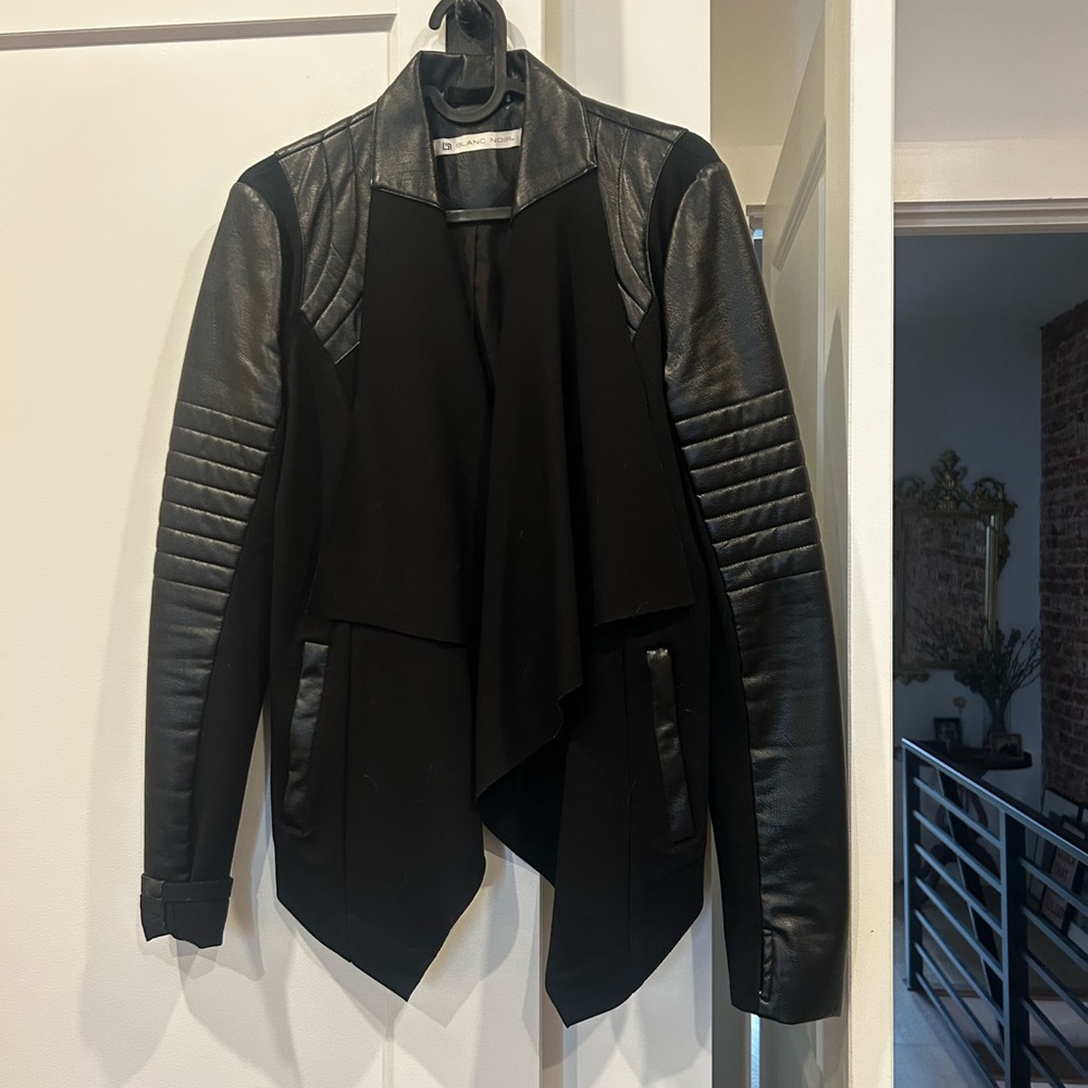 Blanc Noir draped front moto jacket